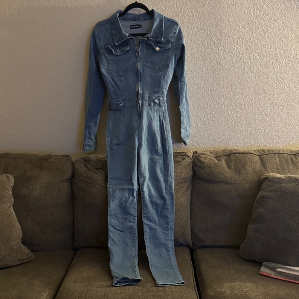 PrettyLittleThing Light Blue Denim Overalls